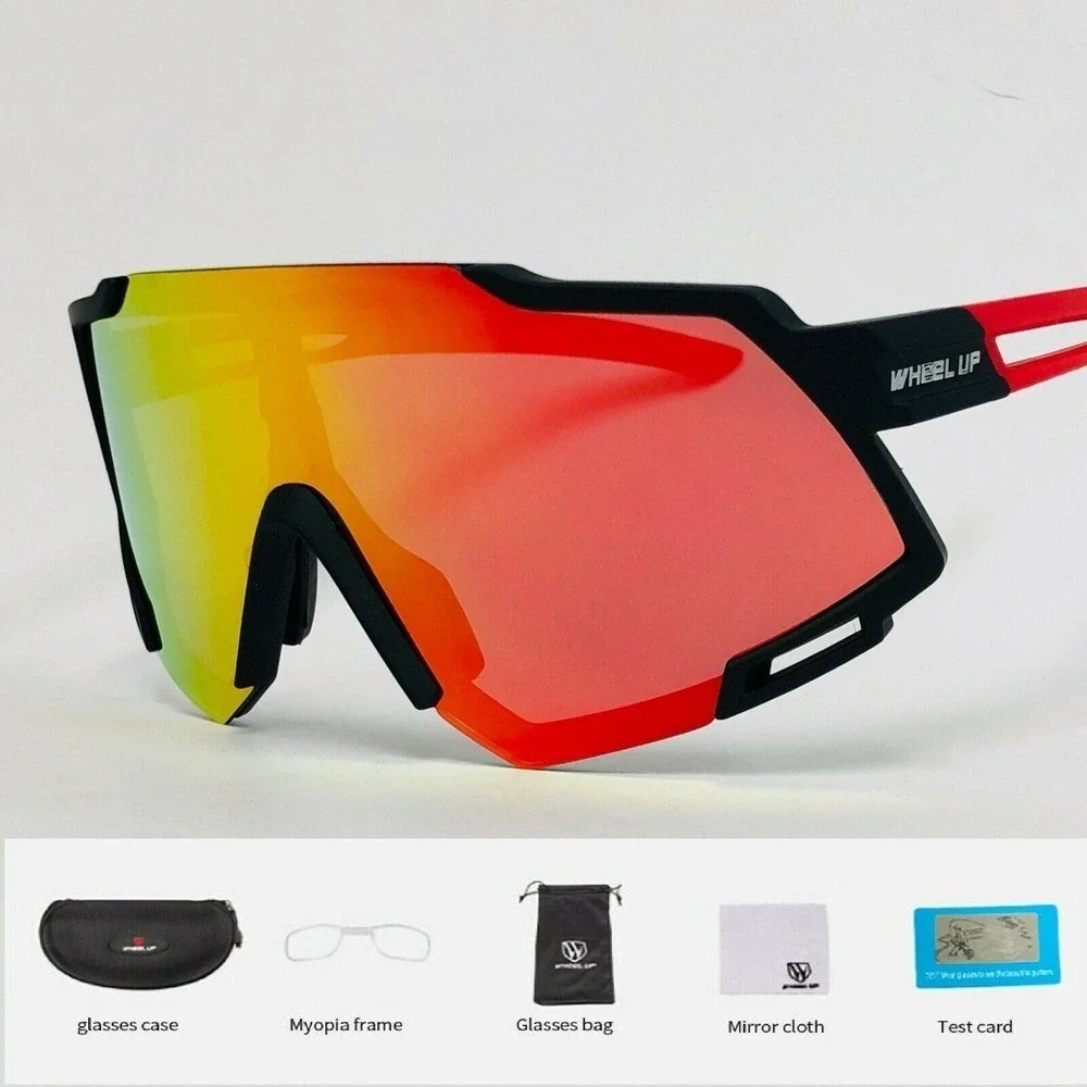 Sunglasses‎ Red Mirror Lens Sports Windproof UV Protection Bike Glasses Lentes